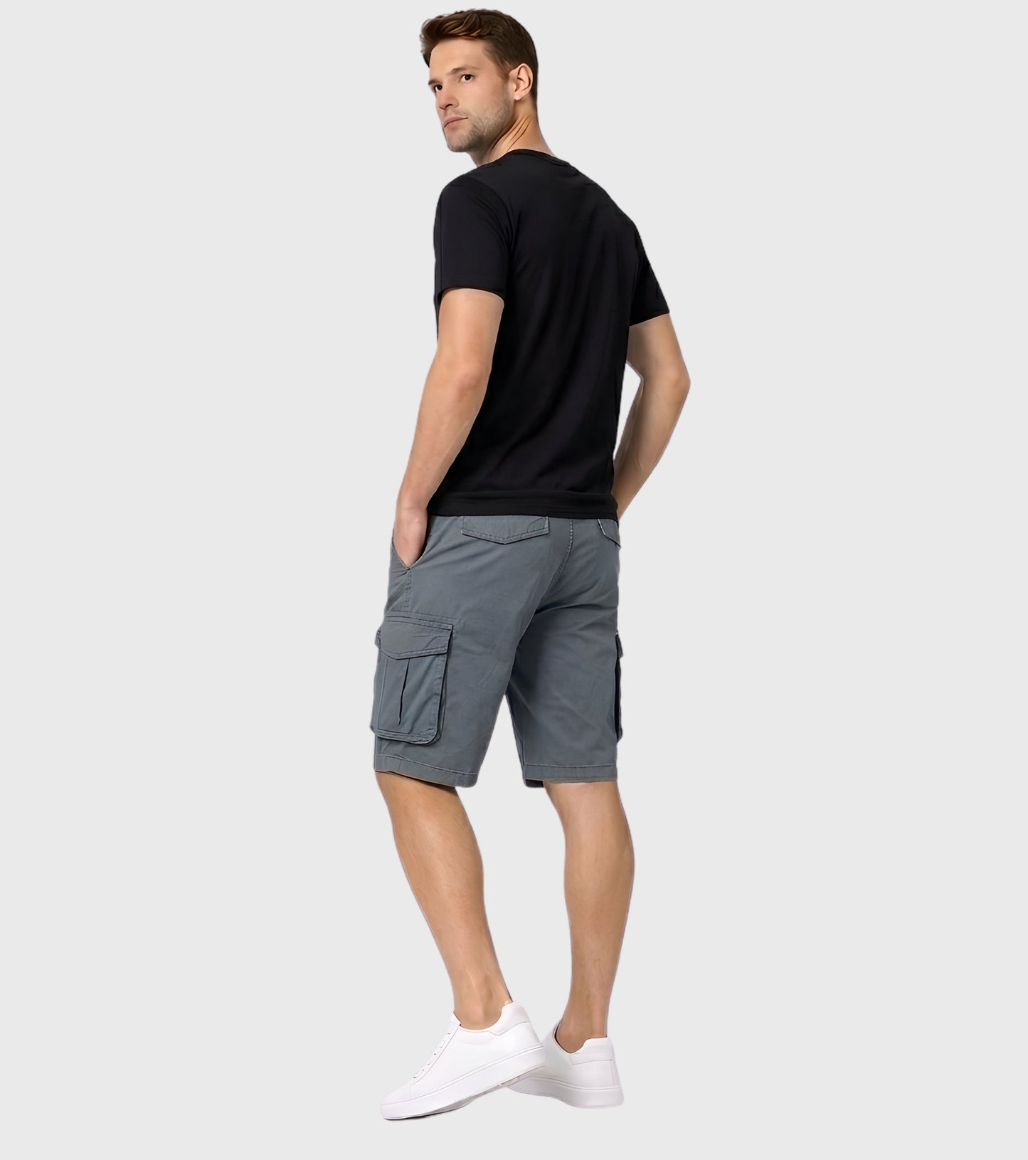 L'MONTE Imported Men's Grey Slim Fit Cotton Cargo Shorts – Lightweight Casual Multi Pocket Summer Wear My Store