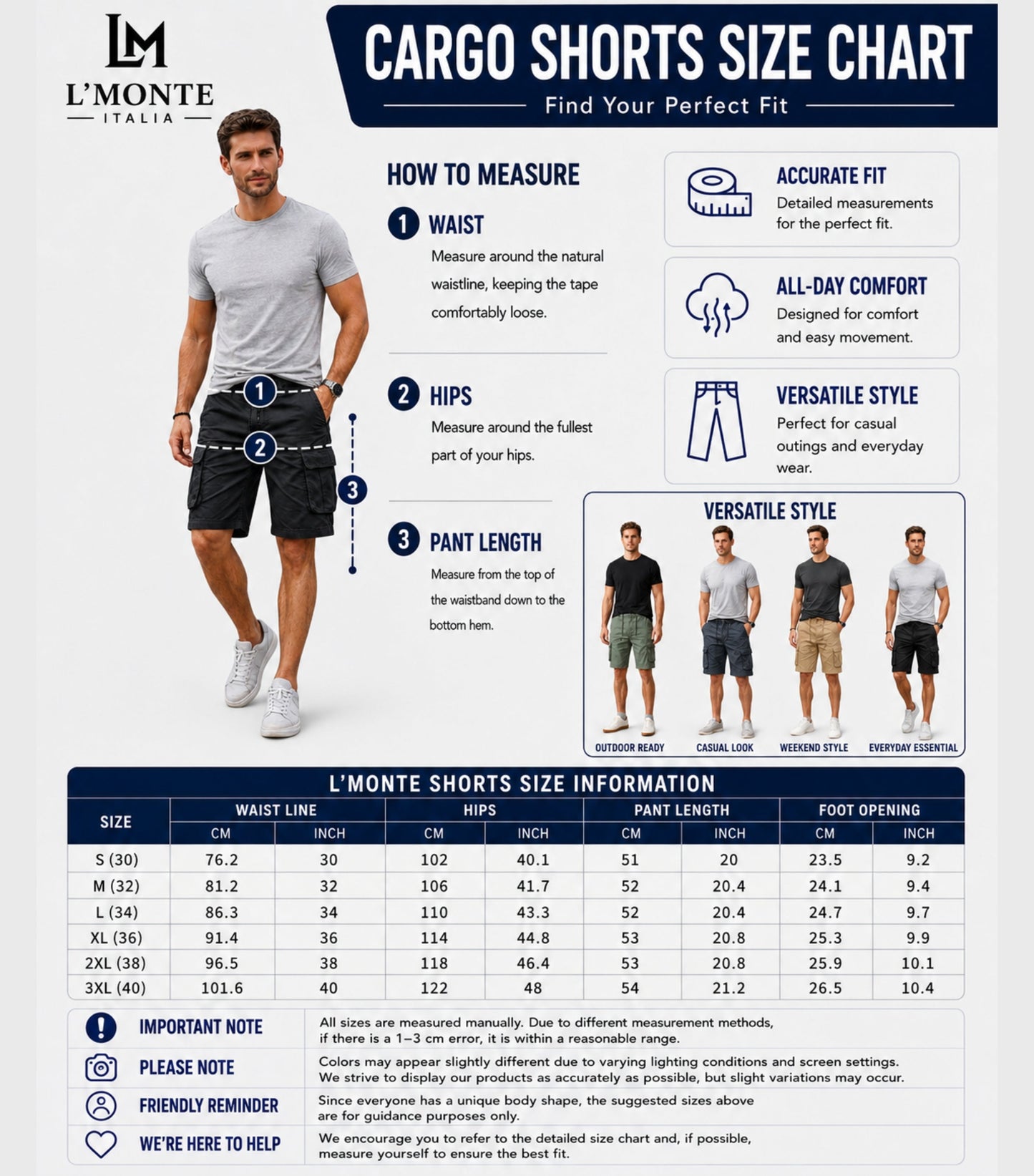 L'MONTE Imported Men's Black Slim Fit Cotton Cargo Shorts – Casual Summer Multi Pocket Outdoor Shorts My Store