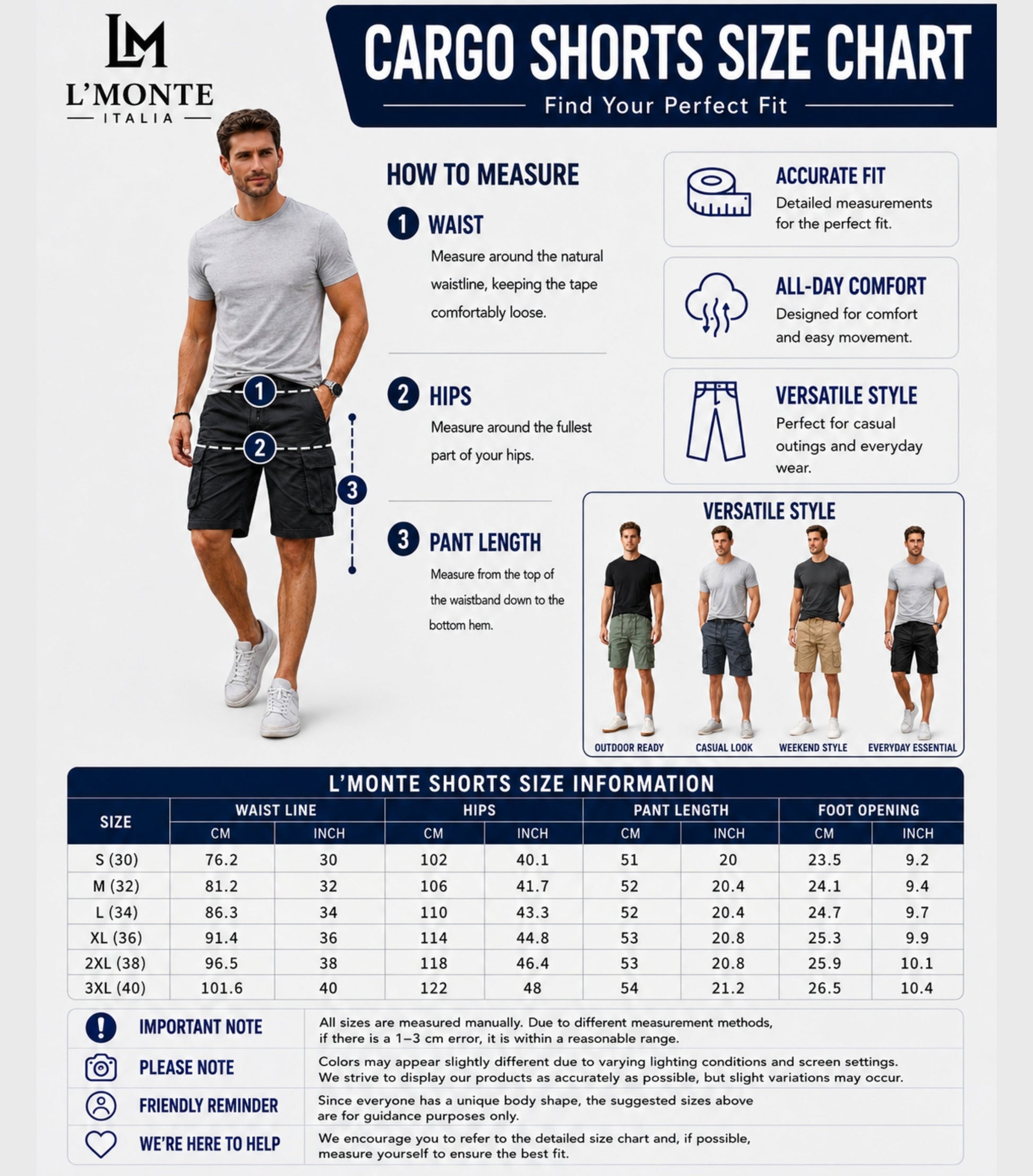 L'MONTE Imported Men's Black Slim Fit Cotton Cargo Shorts – Casual Summer Multi Pocket Outdoor Shorts My Store