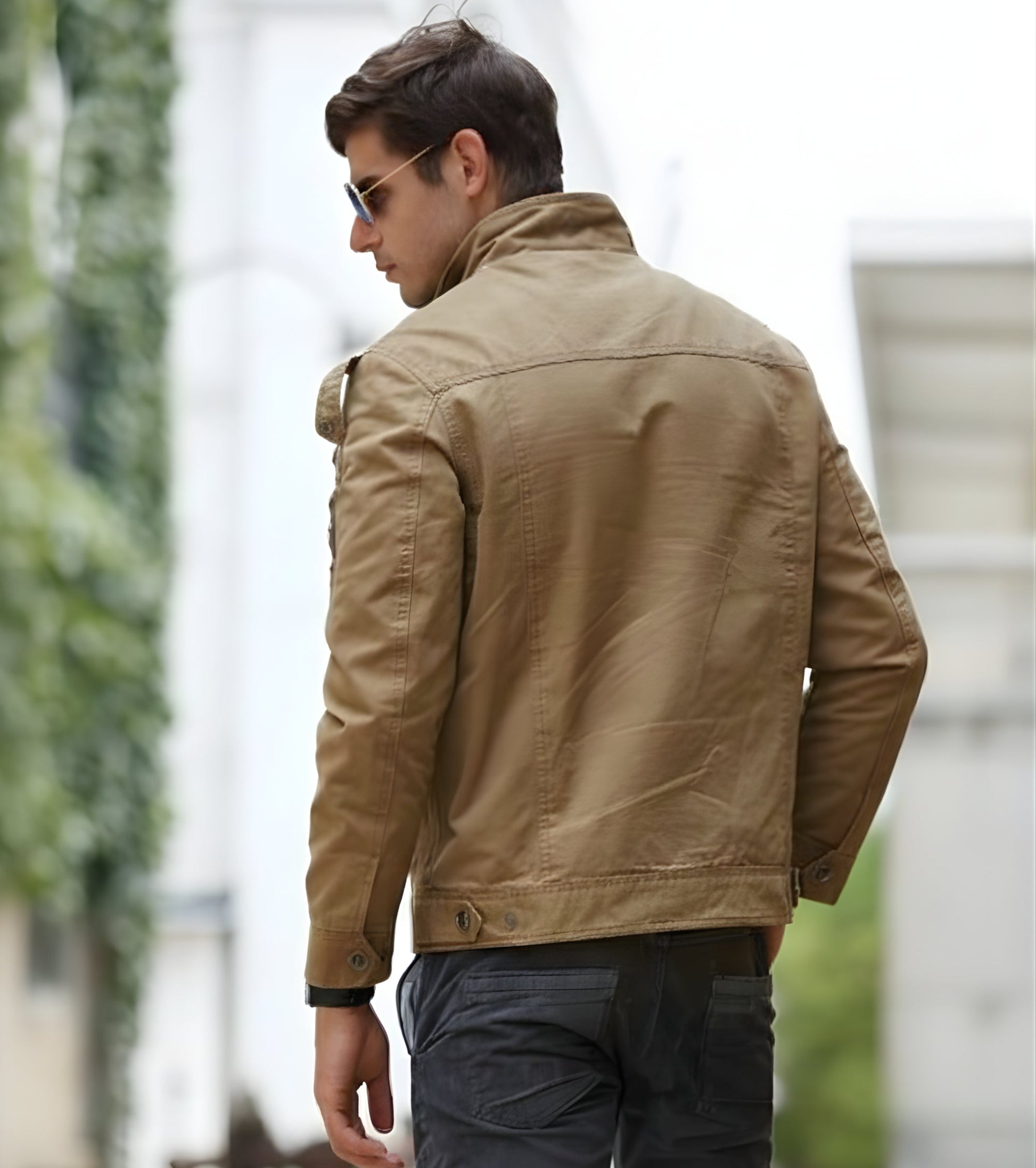 L'MONTE Men's Khaki Military-Style Bomber Jacket My Store