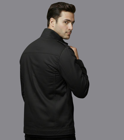 L'MONTE Men's Black Fleece-Lined Bomber Jacket My Store