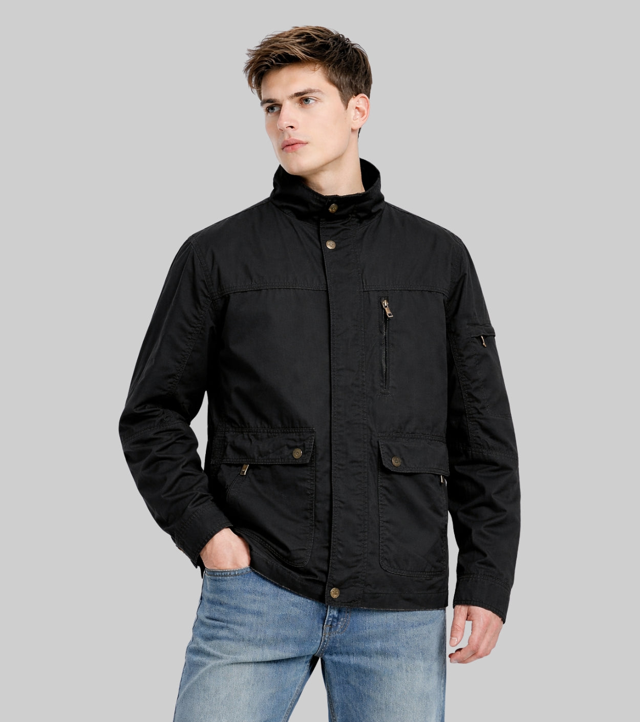 L'MONTE Men's Cotton Black Jacket For Mild Winter My Store