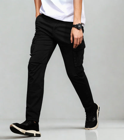 L'MONTE Imported Men's Regular Fit Casual Black Cotton Cargo Joggers My Store