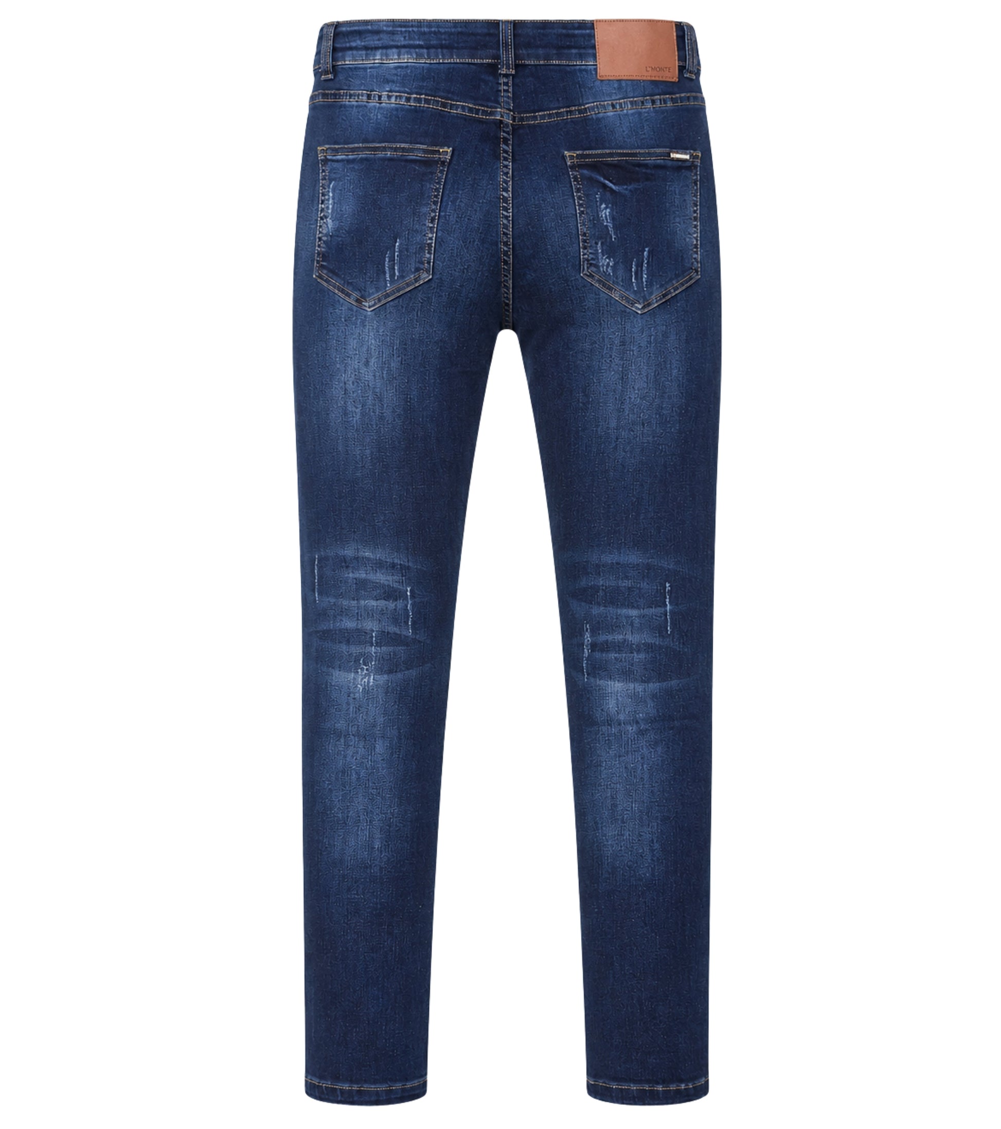 L'MONTE Men's Imported Super Skinny Fit Stretchable Distressed Ripped Stylish Blue Denim Jeans Pant | Machine Wash My Store