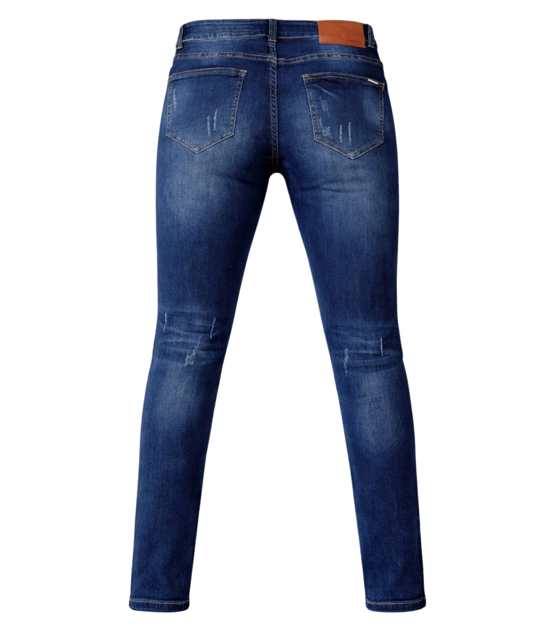 L'MONTE Men's Imported Super Skinny Fit Stretchable Distressed Ripped Stylish Blue Denim Jeans Pant | Machine Wash My Store