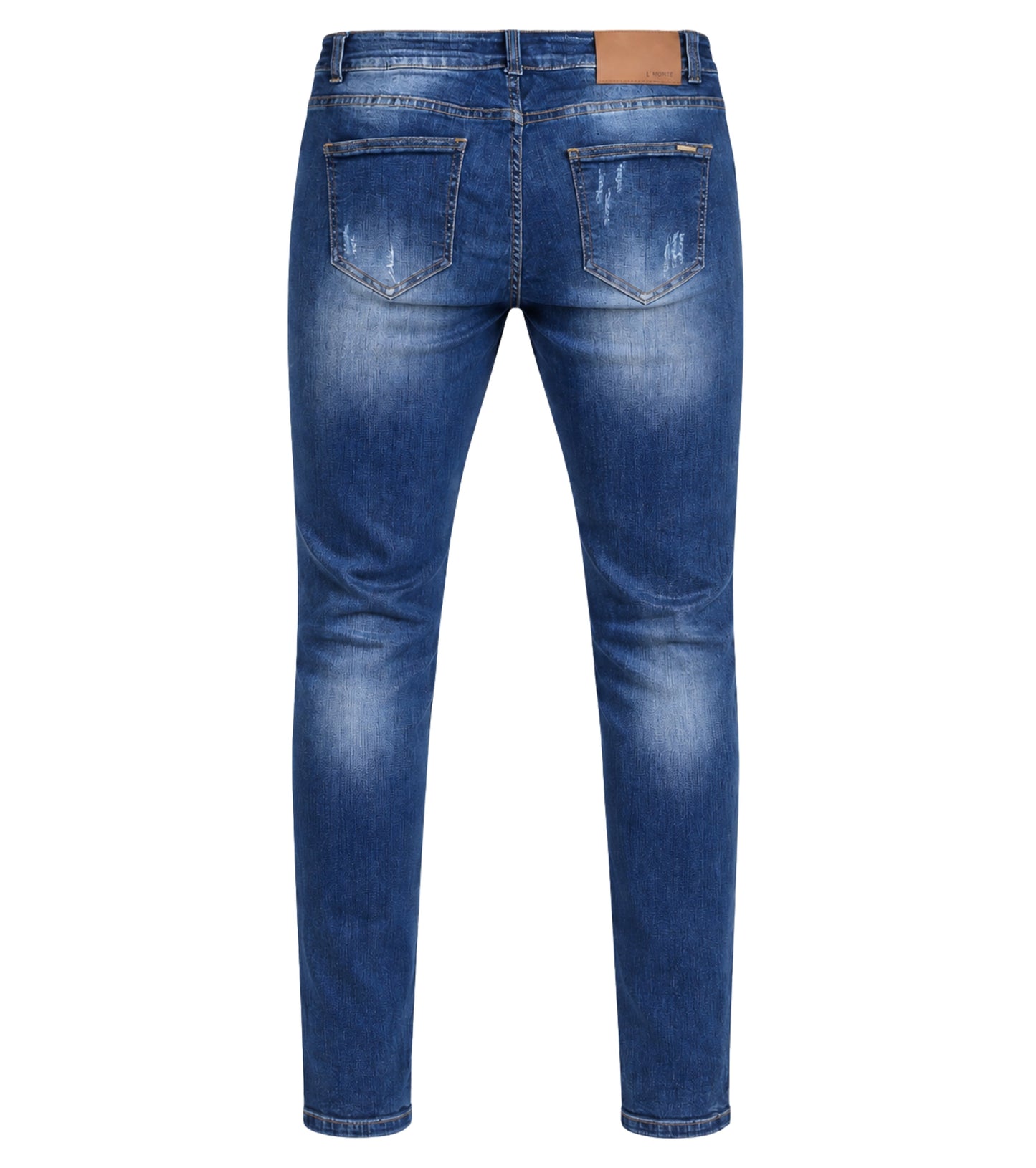 L'MONTE Men's Imported Super Skinny Fit Stretchable Denim Distressed Ripped Stylish Blue Jeans Pant | Machine Wash Lmonte International