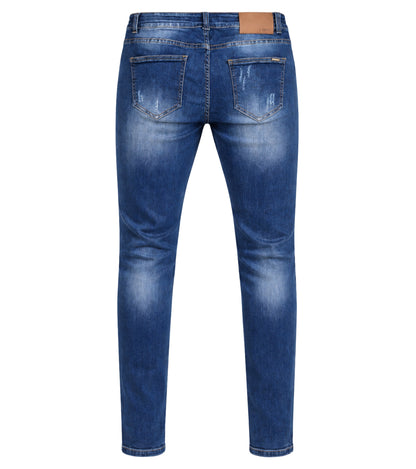 L'MONTE Men's Imported Super Skinny Fit Stretchable Denim Distressed Ripped Stylish Blue Jeans Pant | Machine Wash Lmonte International