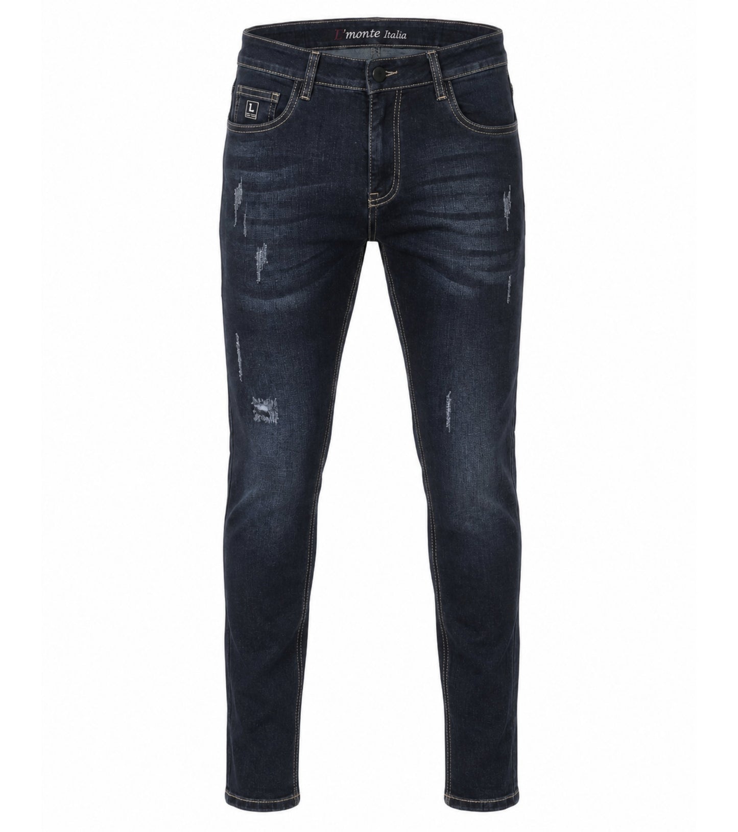 L'MONTE Imported Dark Blue Stretchable Denim Jeans Pant for Men Super Skinny Fit Stylish Distressed | Machine Wash Lmonte International