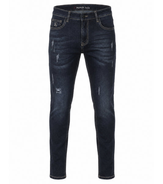L'MONTE Imported Dark Blue Stretchable Denim Jeans Pant for Men Super Skinny Fit Stylish Distressed | Machine Wash Lmonte International