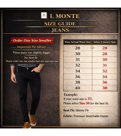 L'MONTE Imported Men's Black Stretchable Denim Jeans Pant Skinny Fit Stylish | Machine Wash My Store