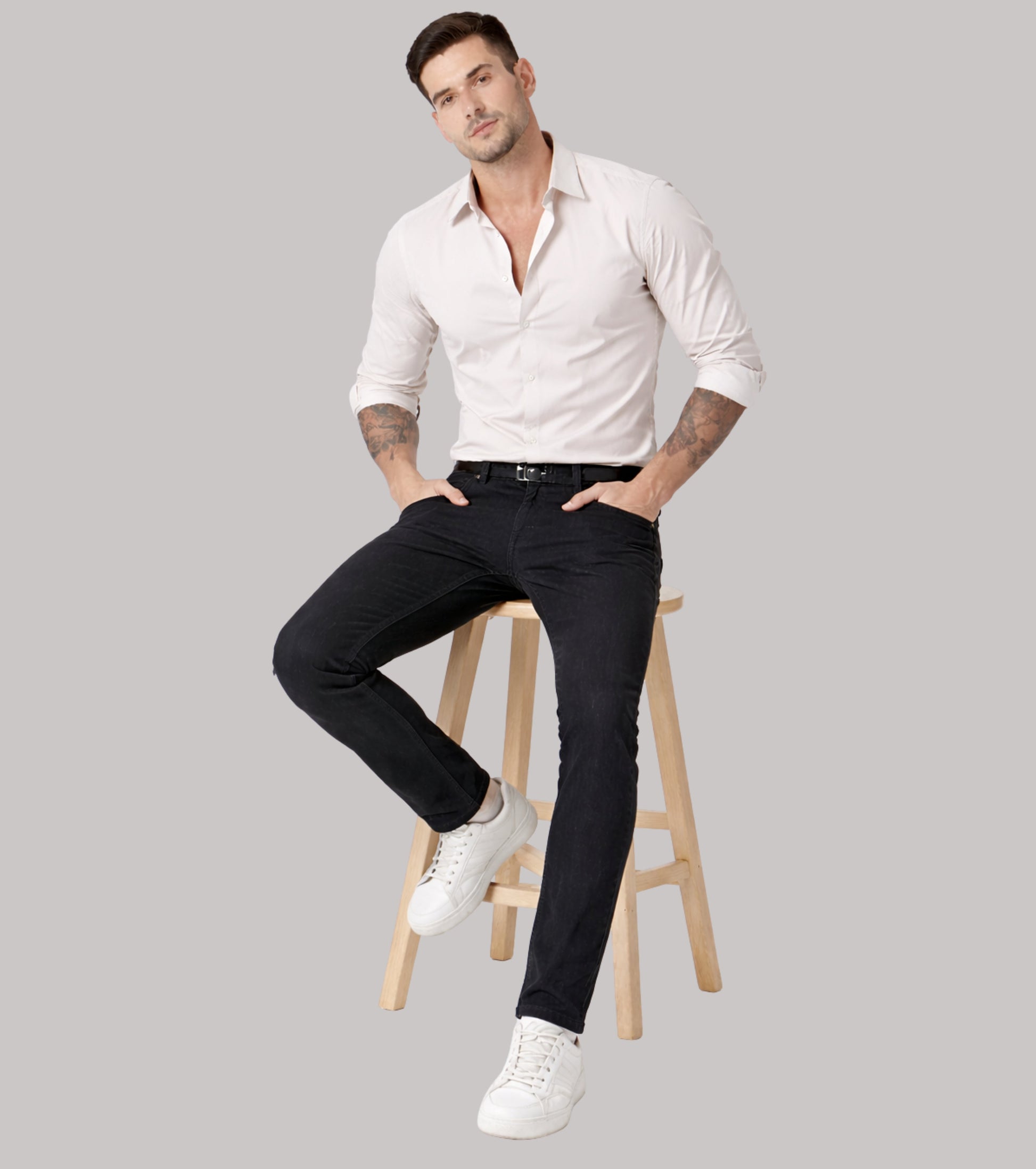 L'MONTE Imported Carbon Black Stretchable Denim Slim Fit Jeans Pant for Men | Machine Wash My Store