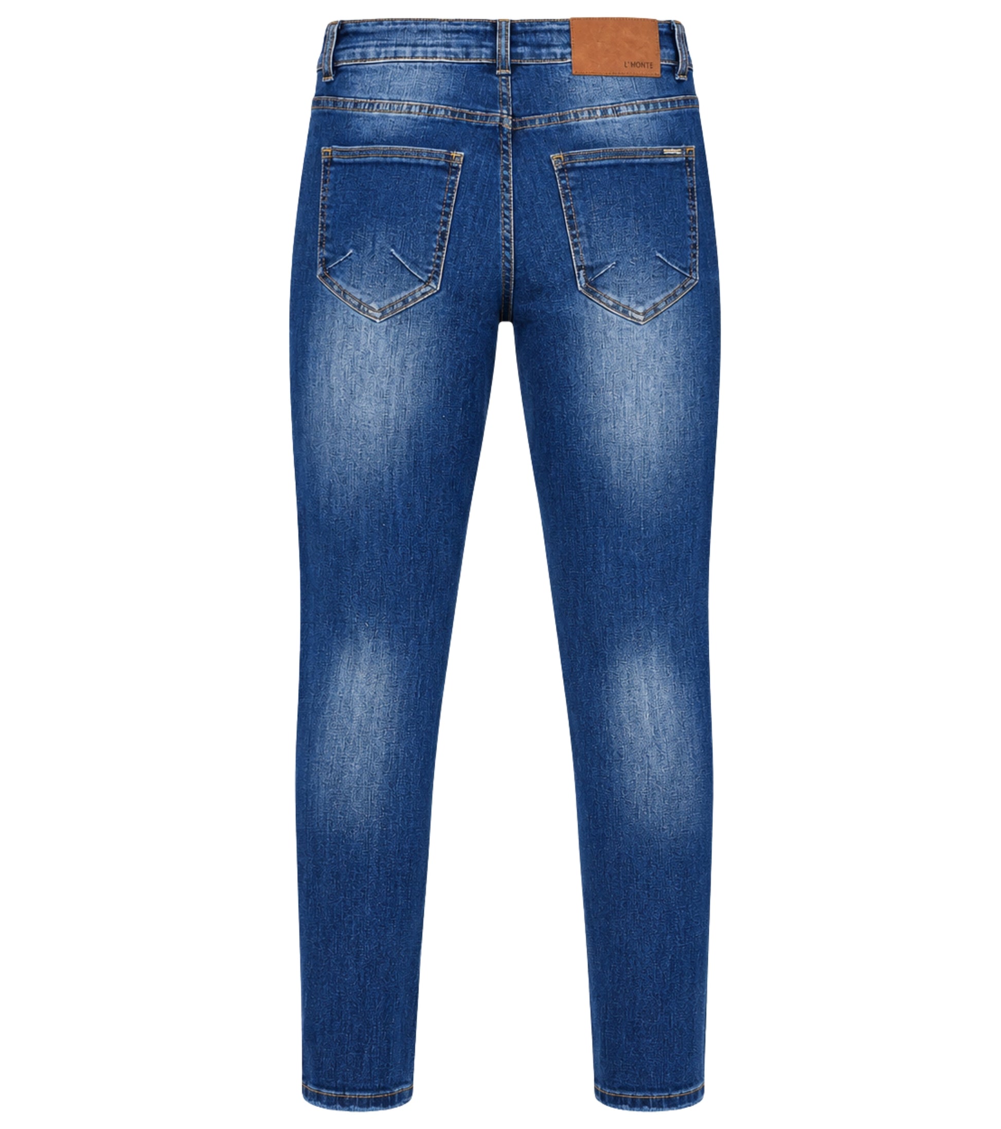 L'MONTE Imported Blue Stretchable Denim Jeans Pant for Men Distressed Ripped Slim Fit | Machine Wash My Store