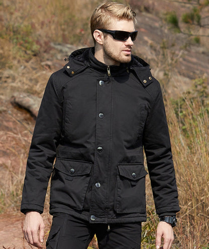 L'MONTE Men's Black Fleece-Lined Jacket With Detachable Hood My Store