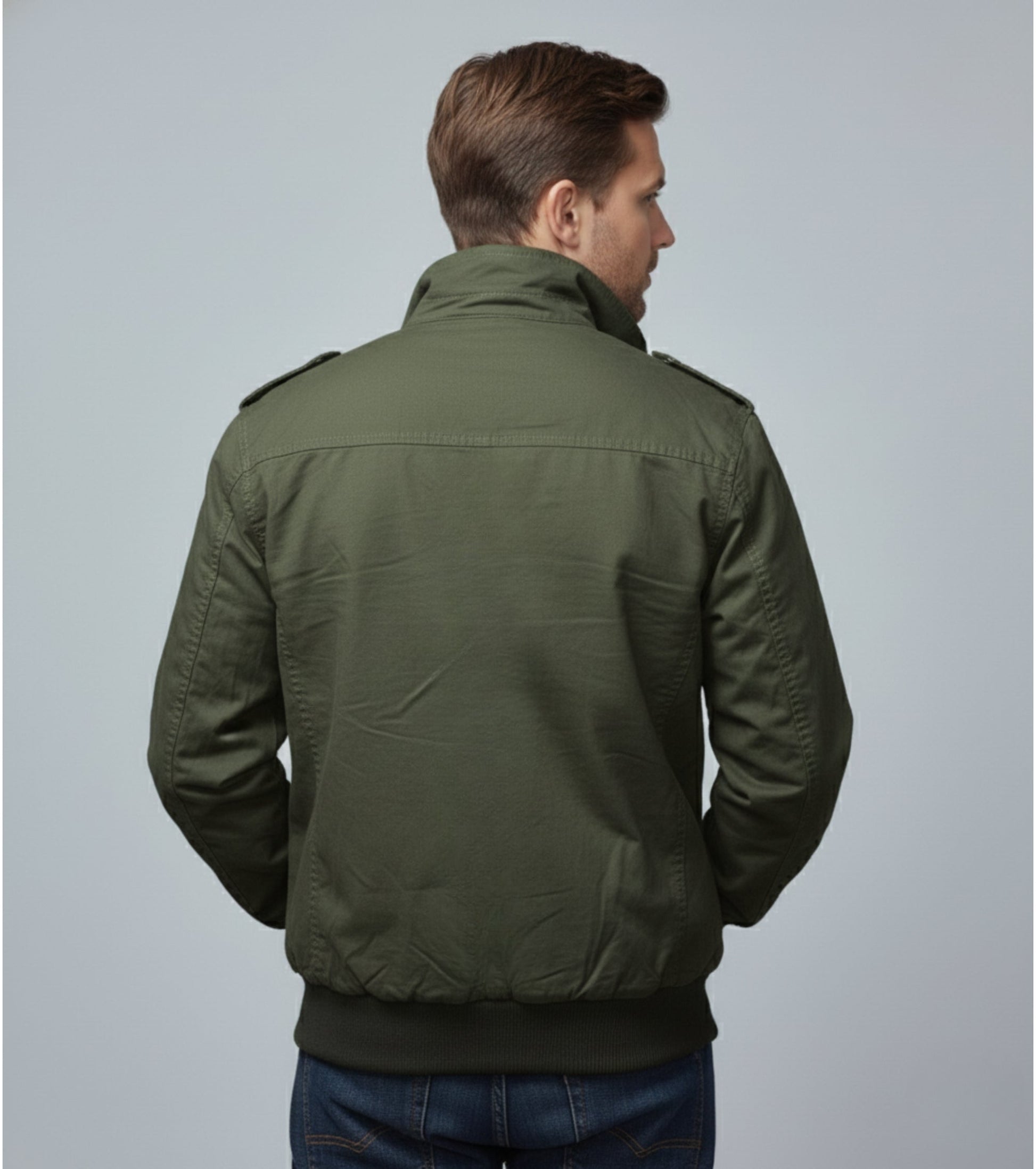 L'MONTE Men's Army Green Casual Bomber Jacket My Store