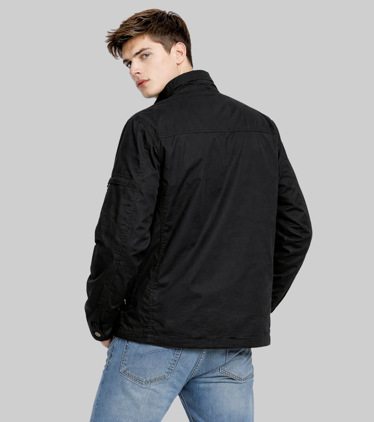 L'MONTE Men's Cotton Black Jacket For Mild Winter My Store