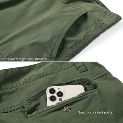 L'MONTE Men's Army Green Cotton Casual Cargo Shorts Lmonte International