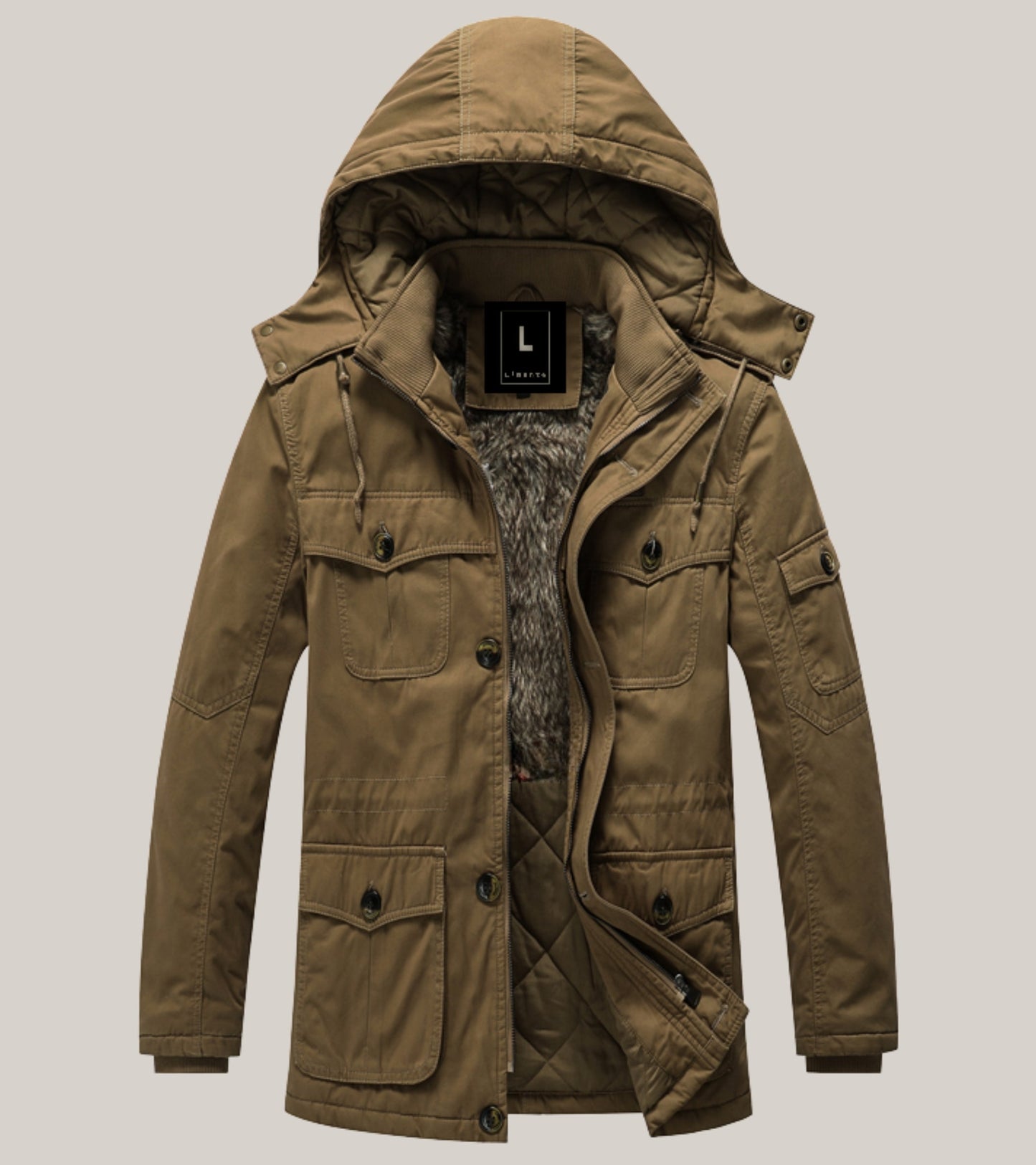 L'MONTE Men's Khaki Heavy-Duty Winter Jacket My Store