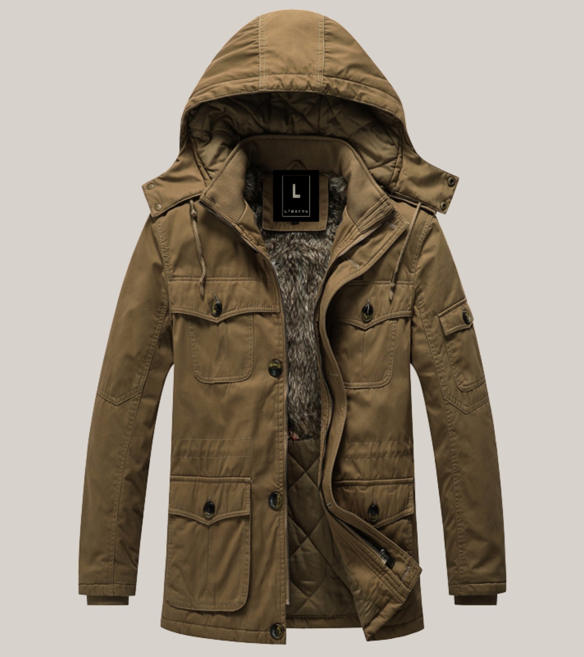 L'MONTE Men's Khaki Heavy-Duty Winter Jacket My Store