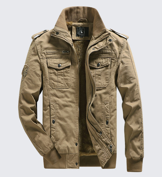 L'MONTE Men's Khaki Military-Style Cargo Winter Jacket My Store