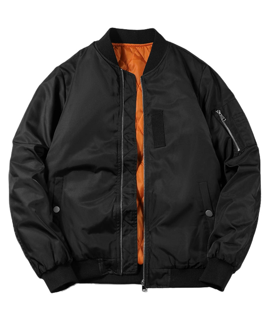 L'MONTE Men's Black Polyester Bomber Fall Jacket My Store