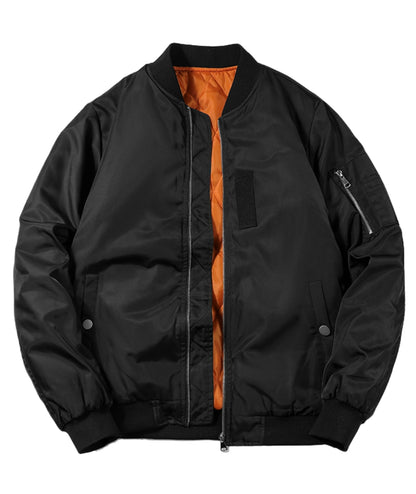 L'MONTE Men's Black Polyester Bomber Fall Jacket My Store