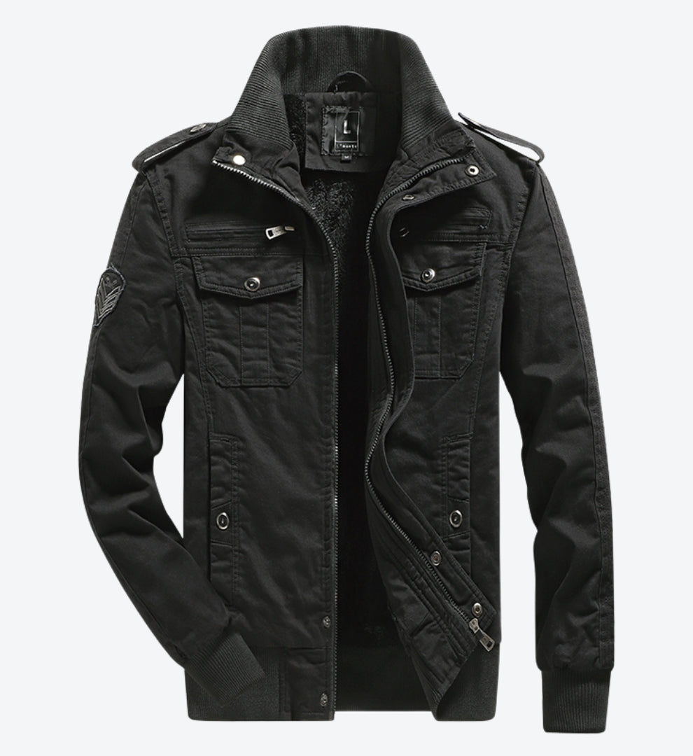 L'MONTE Men's Black Military-Style Cargo Winter Jacket My Store