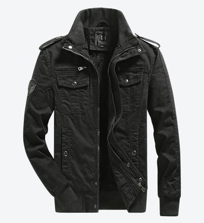L'MONTE Men's Black Military-Style Cargo Winter Jacket My Store