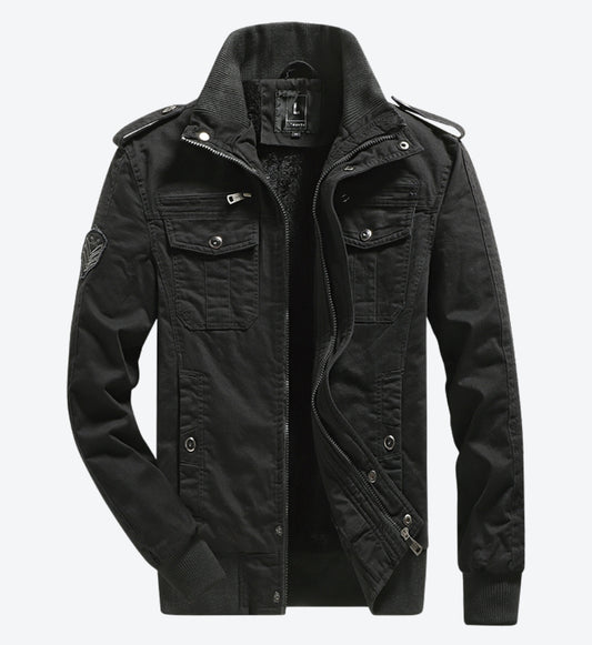 L'MONTE Men's Black Military-Style Cargo Winter Jacket My Store