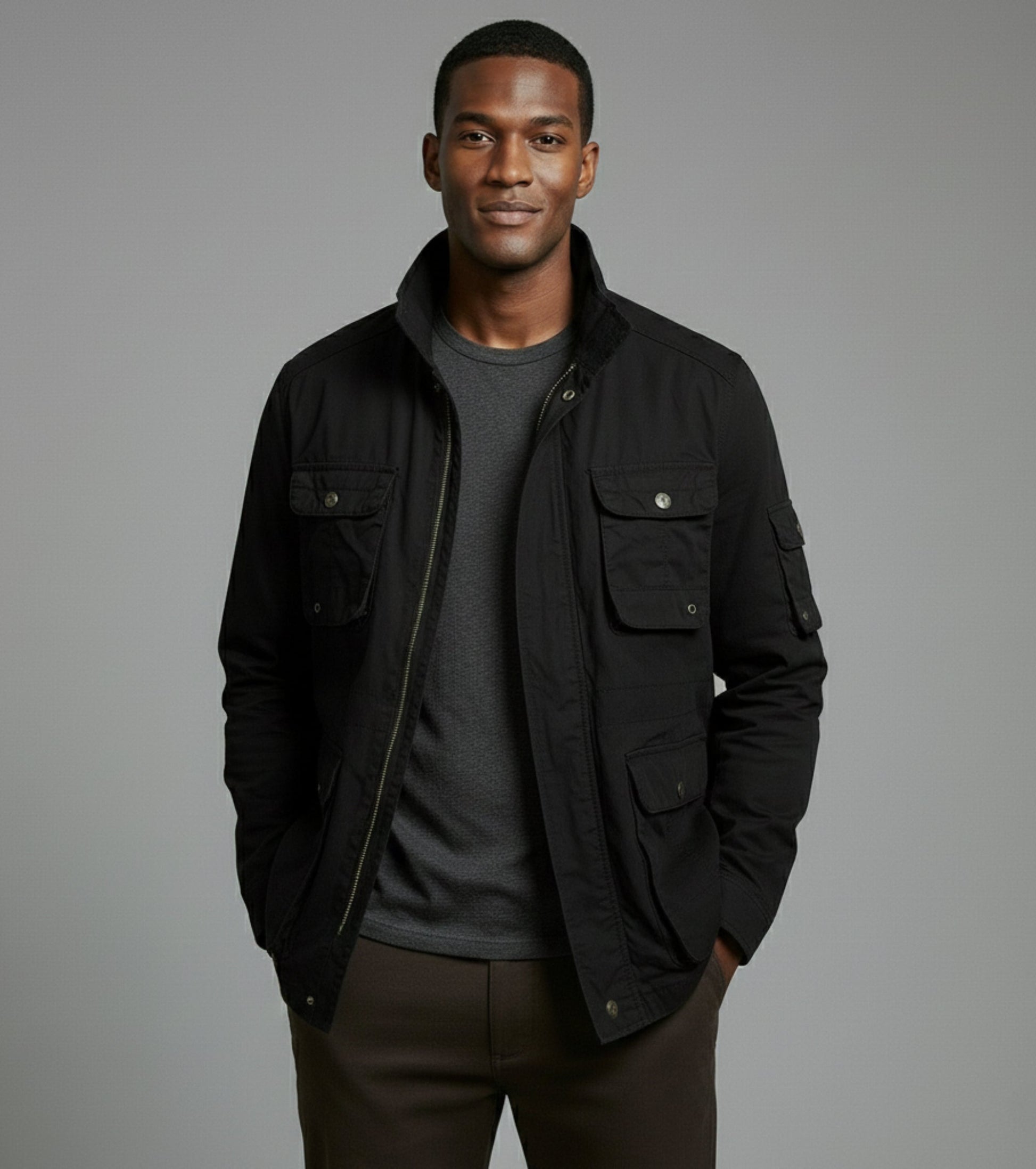 L'MONTE Men's Black Cotton Outdoor Fall Jacket For Mild Winter My Store