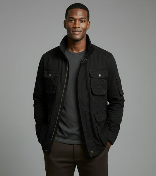 L'MONTE Men's Black Cotton Outdoor Fall Jacket For Mild Winter My Store