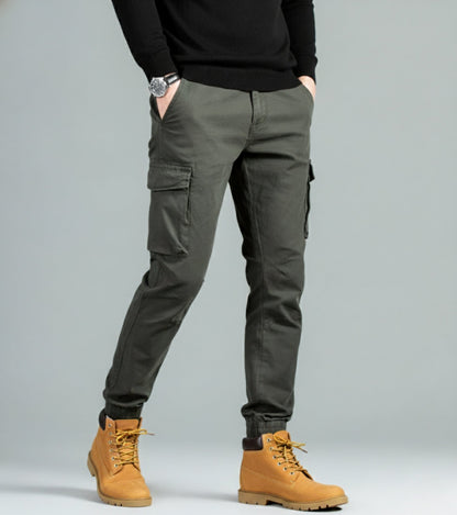 L'MONTE Men's Green Cotton Stretch Cargo Joggers Lmonte International