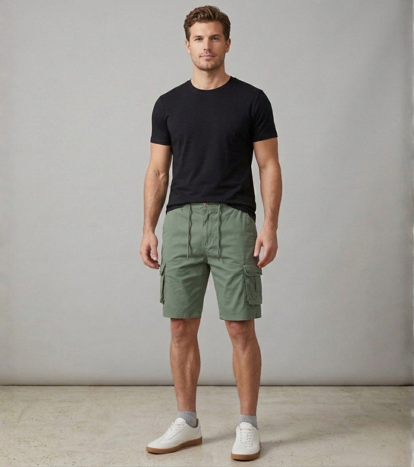 L'MONTE Imported Men's Green Slim Fit Cotton Cargo Shorts – Casual Summer Multi Pocket Outdoor Shorts Lmonte International