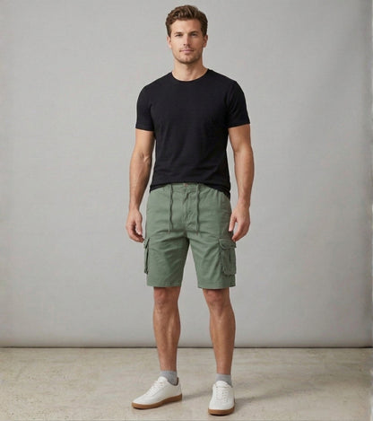 L'MONTE Imported Men's Green Slim Fit Cotton Cargo Shorts – Casual Summer Multi Pocket Outdoor Shorts Lmonte International