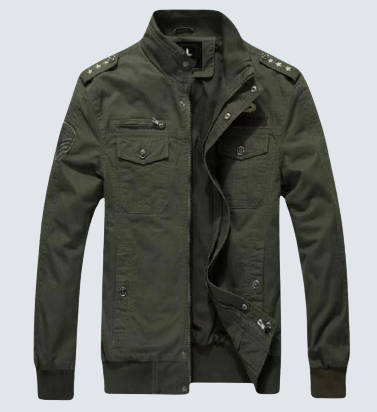 L'MONTE Men's Military-Style Army Green Cargo Jacket For Mild Winter ...