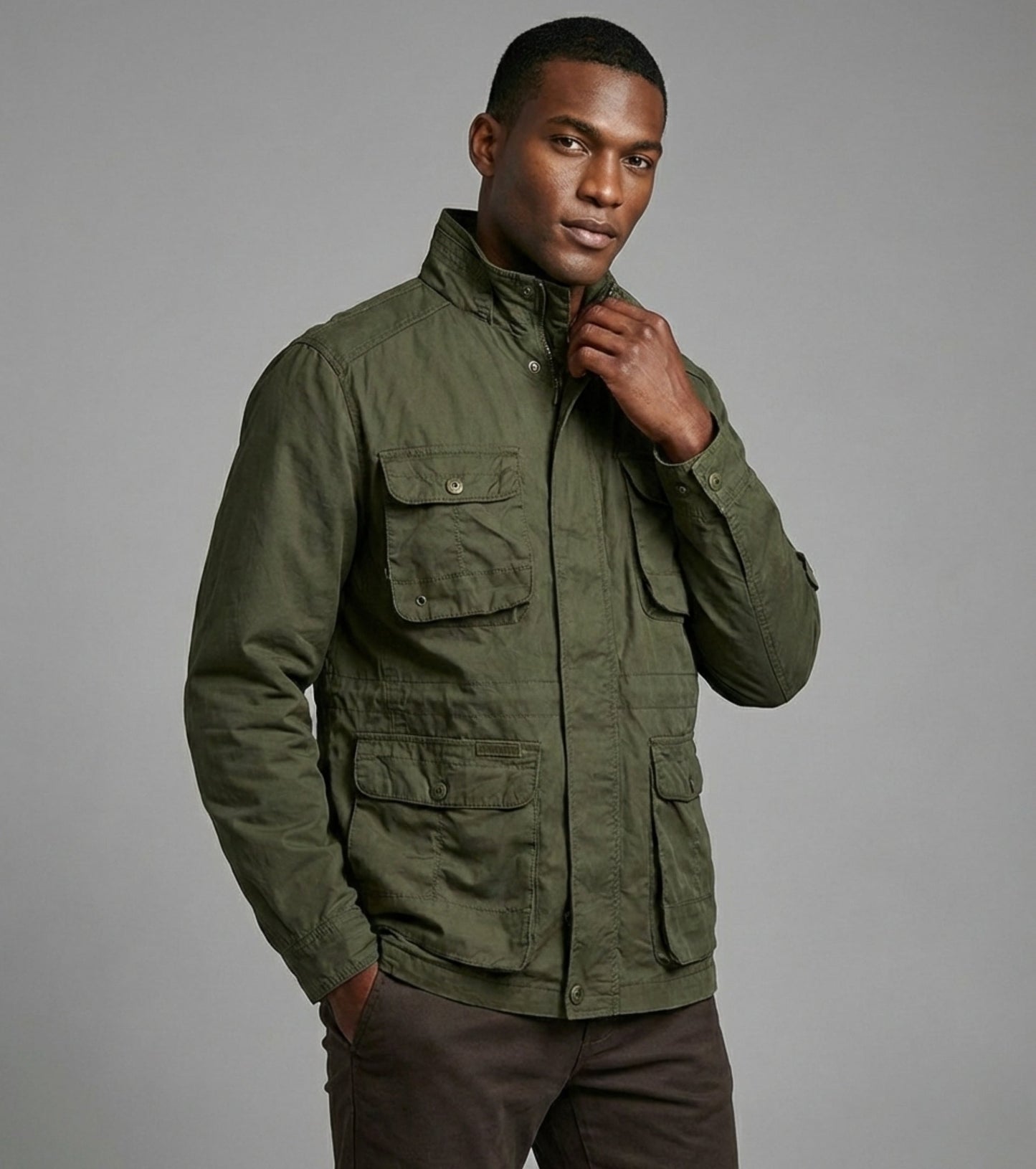L'MONTE Men's Army Green Cotton Outdoor Fall Jacket For Mild Winter My Store