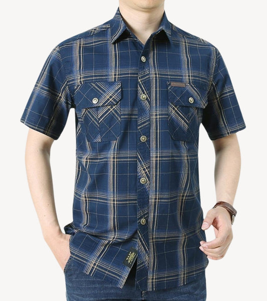 L'MONTE Imported Men's Cotton Blue  Casual Checkered Shirts Lmonte International