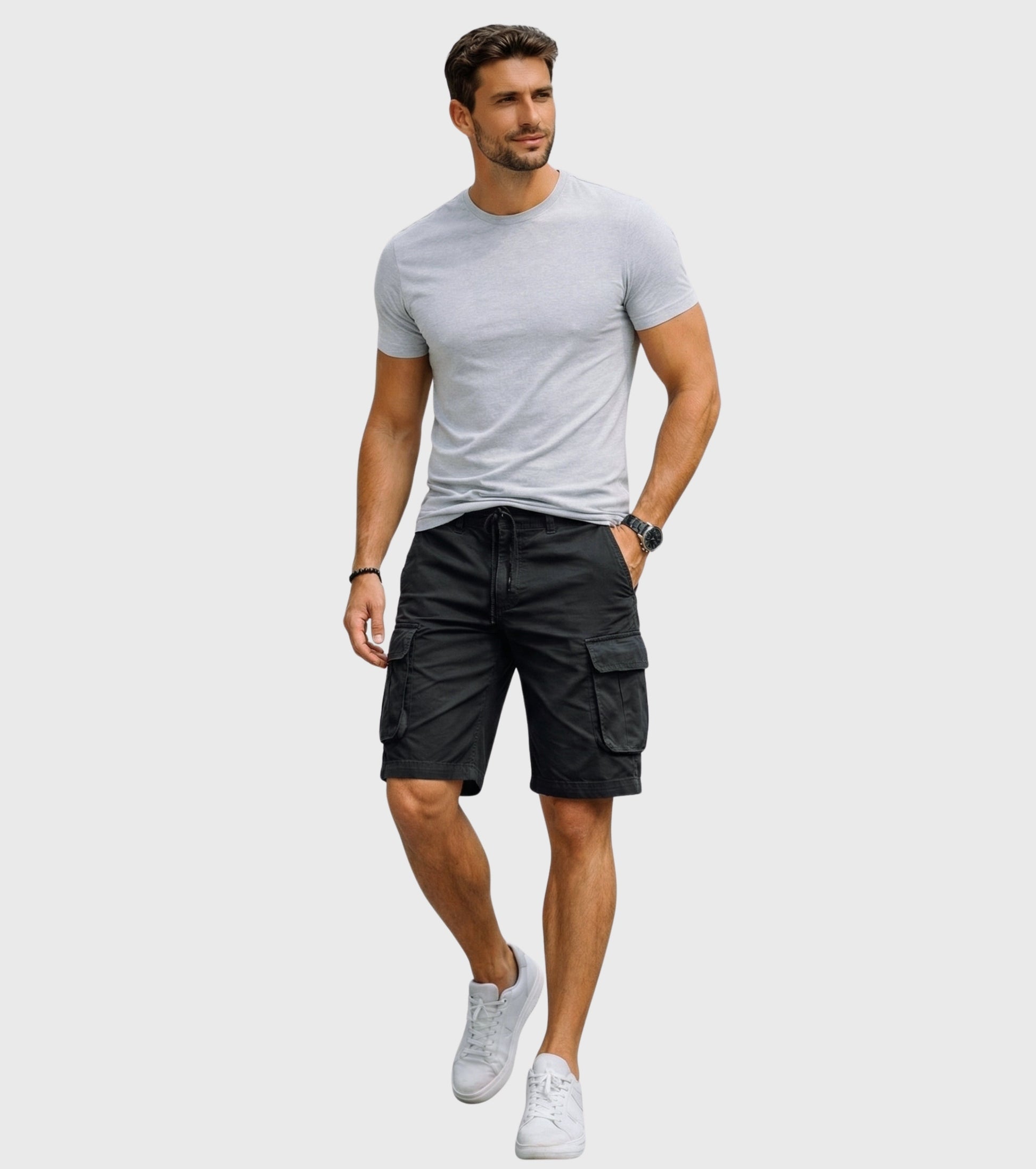 L'MONTE Imported Men's Black Slim Fit Cotton Cargo Shorts – Casual Summer Multi Pocket Outdoor Shorts My Store