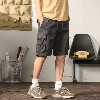 L'MONTE Men's Cotton Casual Gray Elastic Waist Cargo Shorts My Store