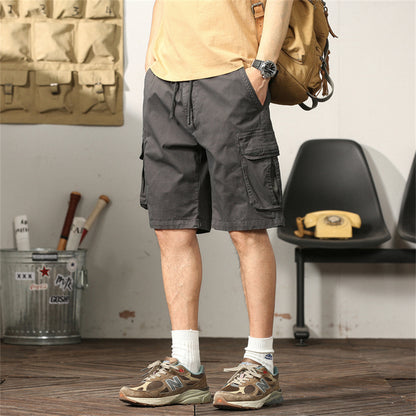 L'MONTE Men's Cotton Casual Gray Elastic Waist Cargo Shorts My Store