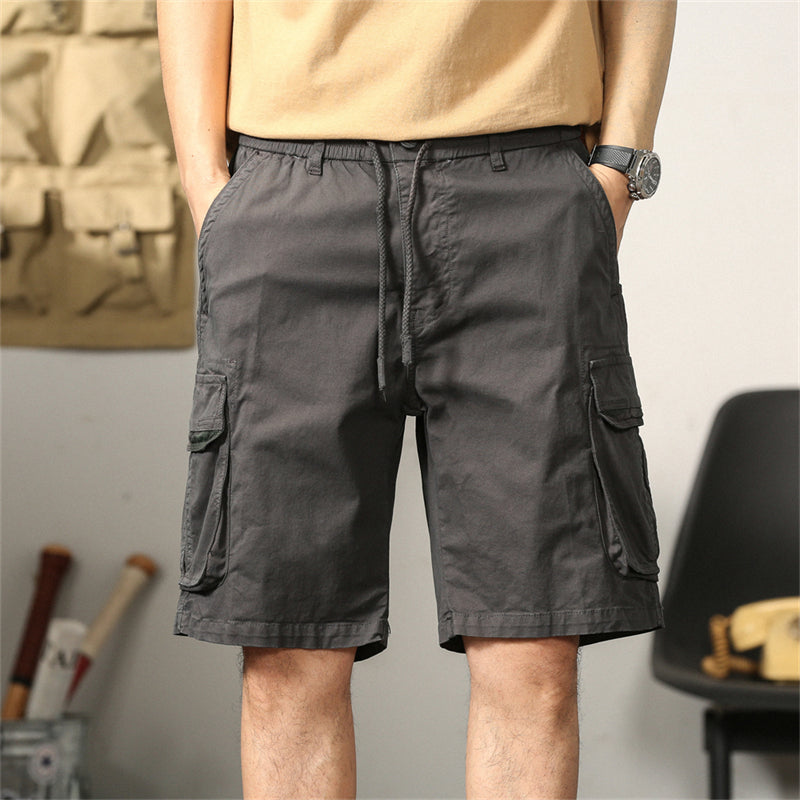 L'MONTE Men's Cotton Casual Gray Elastic Waist Cargo Shorts My Store