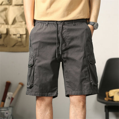 L'MONTE Men's Cotton Casual Gray Elastic Waist Cargo Shorts My Store