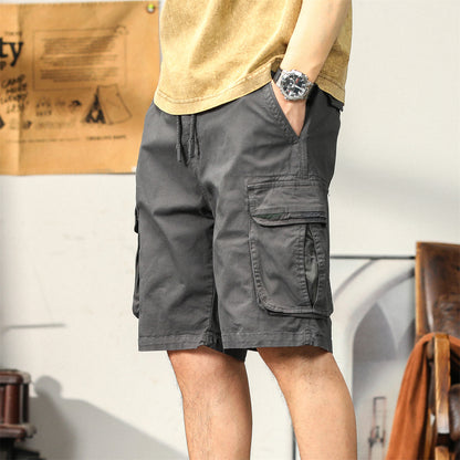 L'MONTE Men's Cotton Casual Gray Elastic Waist Cargo Shorts My Store