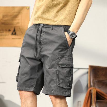 L'MONTE Men's Cotton Casual Gray Elastic Waist Cargo Shorts My Store