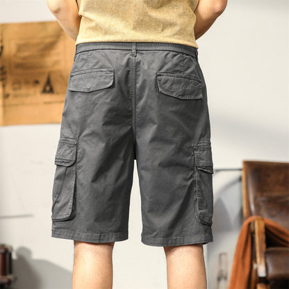 L'MONTE Men's Cotton Casual Gray Elastic Waist Cargo Shorts My Store