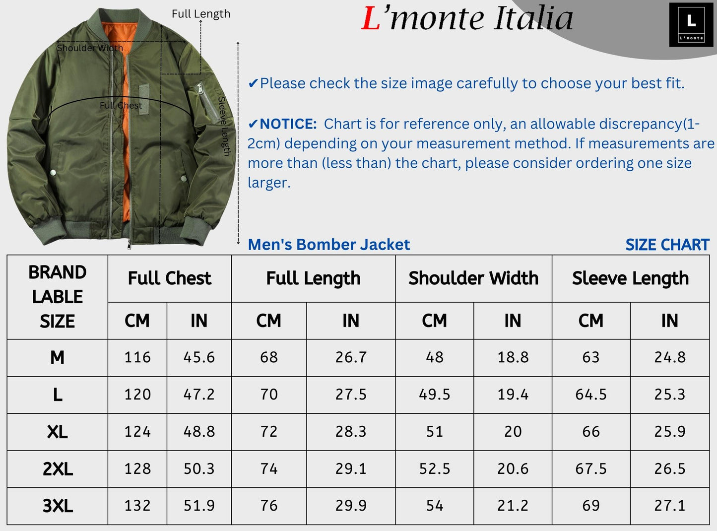 L'MONTE Men's Army Green Polyester Bomber Fall Jacket My Store