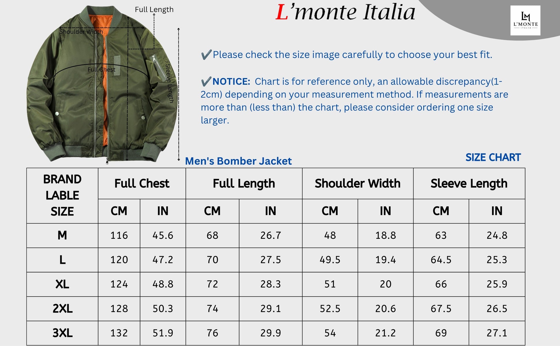 L'MONTE Men's Army Green Polyester Bomber Jacket My Store