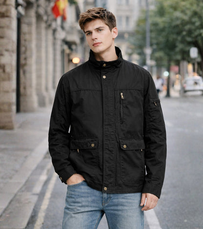 L'MONTE Men's Cotton Black Jacket For Mild Winter My Store