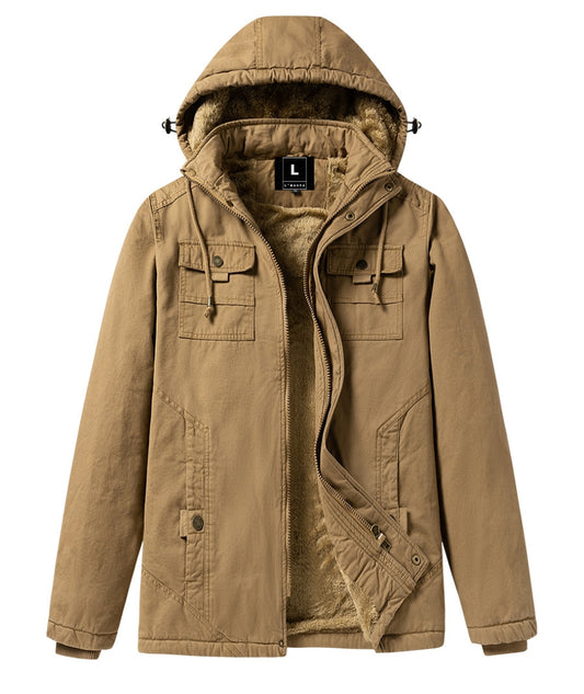 L'MONTE Men's Khaki Winter Jacket With Detachable Hood My Store