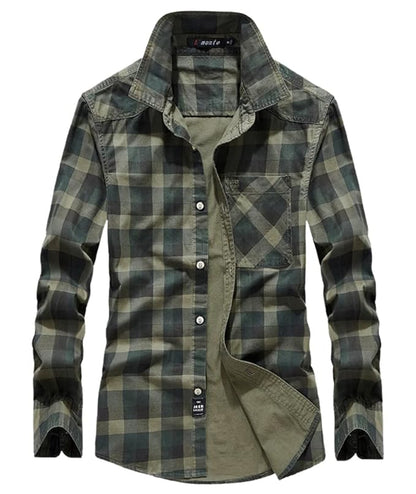 L'MONTE Men's Casual Checkered Green Shirts Full Sleeve Lmonte International