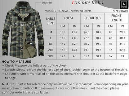 L'MONTE Men's Casual Checkered Green Shirts Full Sleeve Lmonte International